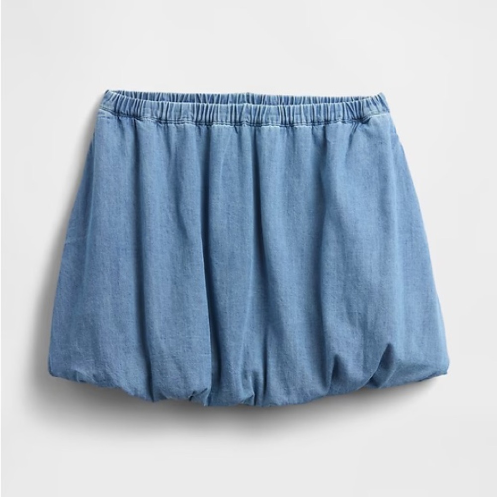 Denim Bubble Hem Mini Skirt